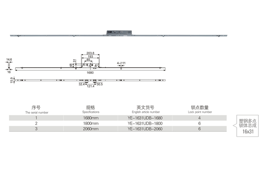 上海門窗五金塑鋼多點鎖體總成