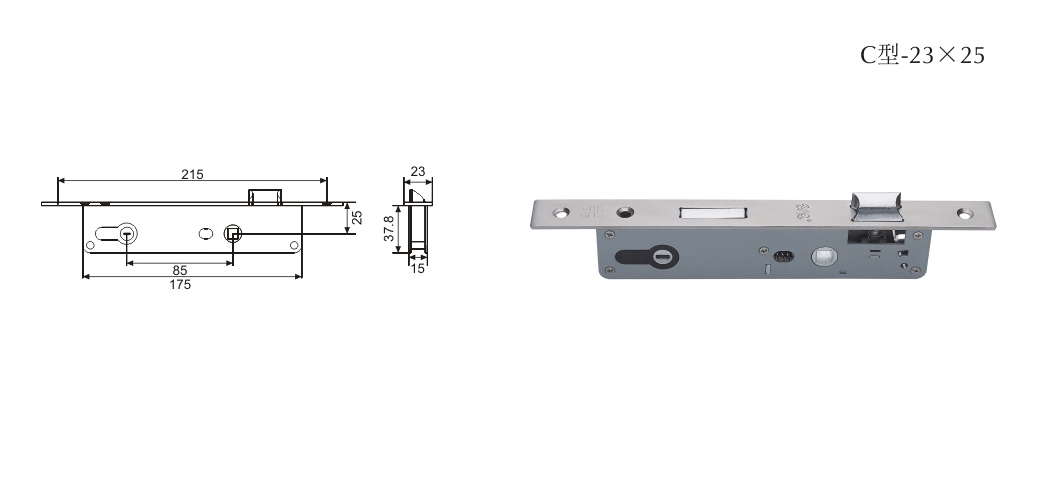 上海門(mén)窗五金鎖體C型-23×25