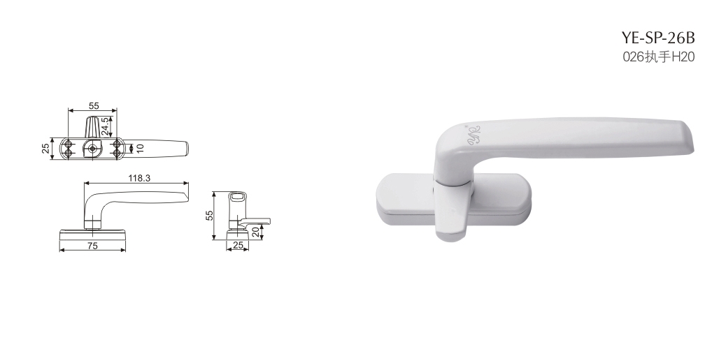 上海門窗五金執(zhí)手YE-SP-26B