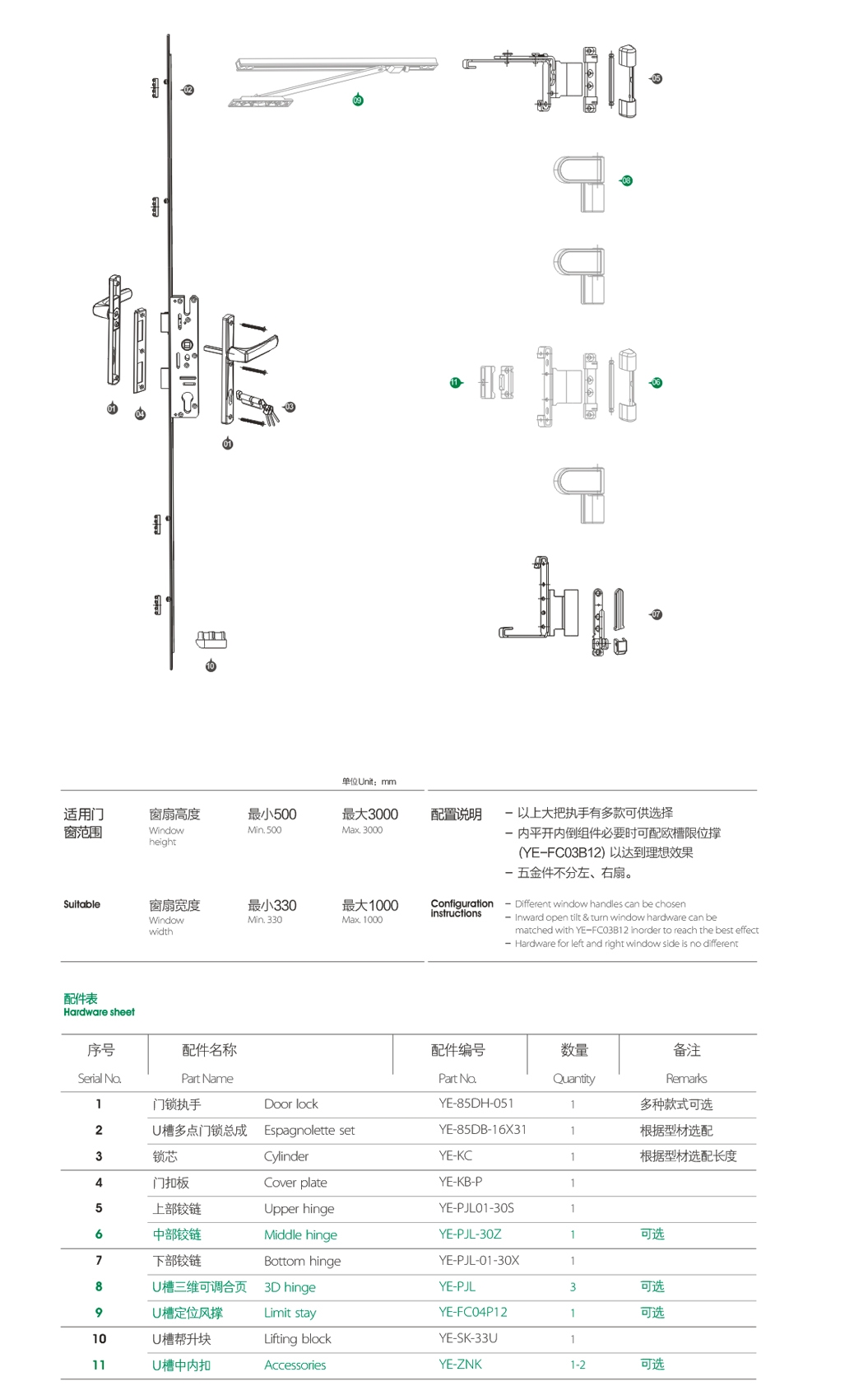 上海門廠五金全套組合YE-MP-D